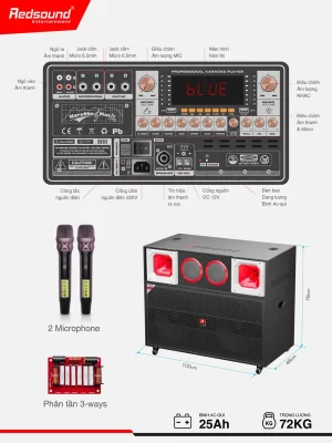 Loa kéo di động Redsound R2309C bass 5 tấc đôi 4 Redsound Vietnam Loa kéo di động Redsound R2309C | HDSD bo mạch