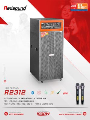 Loa điện di động Redsound R2312 bass 4 tấc đôi 1 Redsound Vietnam Loa điện Redsound R2312 | Bass 4 tấc đôi đứng