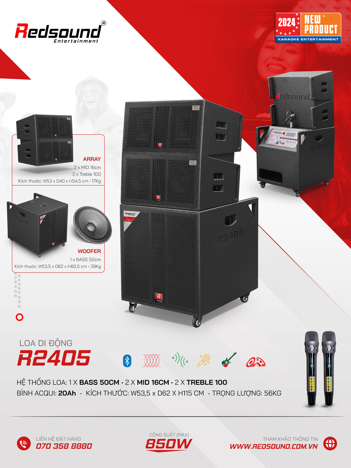 Loa array di động Redsound R2405 | Cấu hình