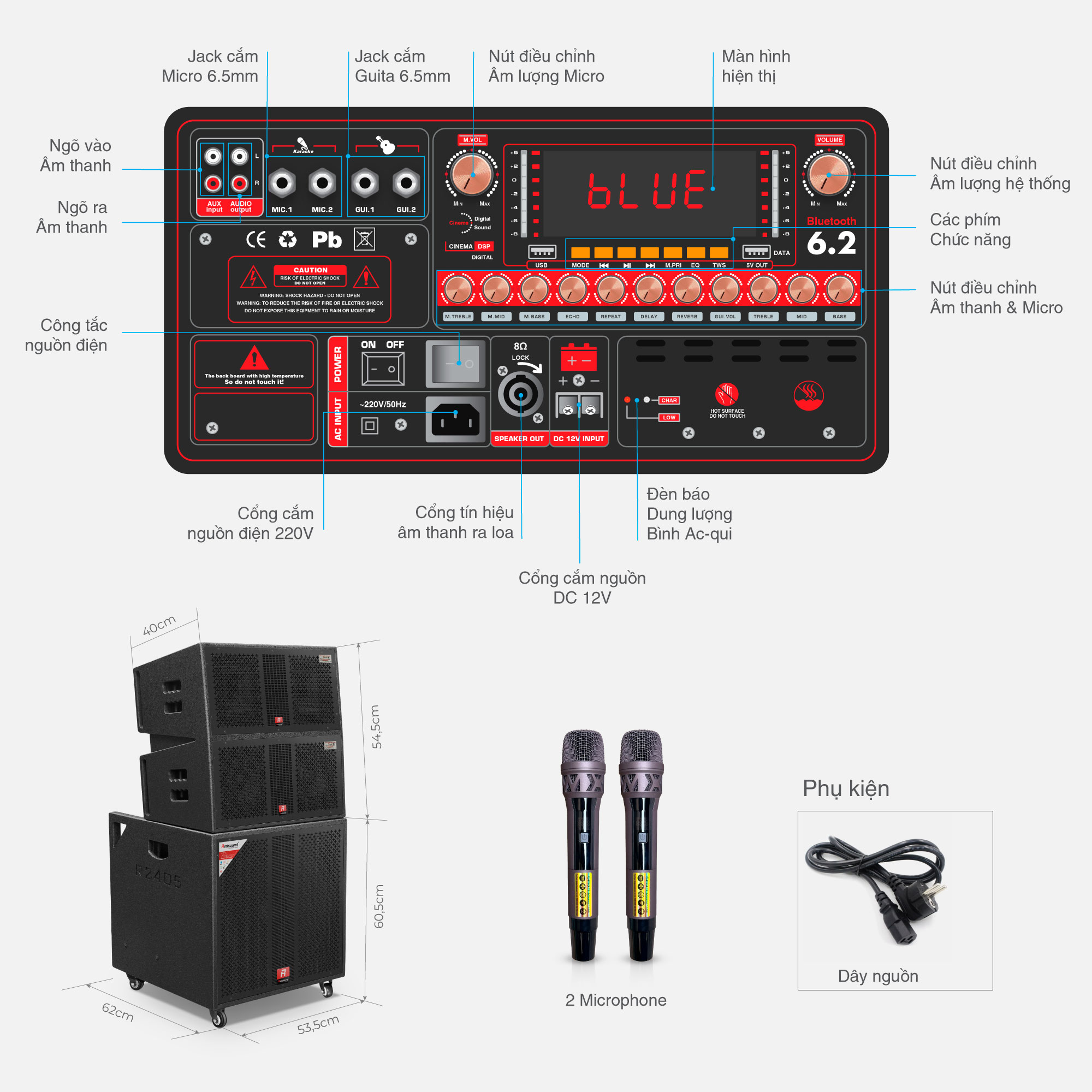 Loa array di động Redsound R2405 | Bảng điều khiển chuyên nghiệp