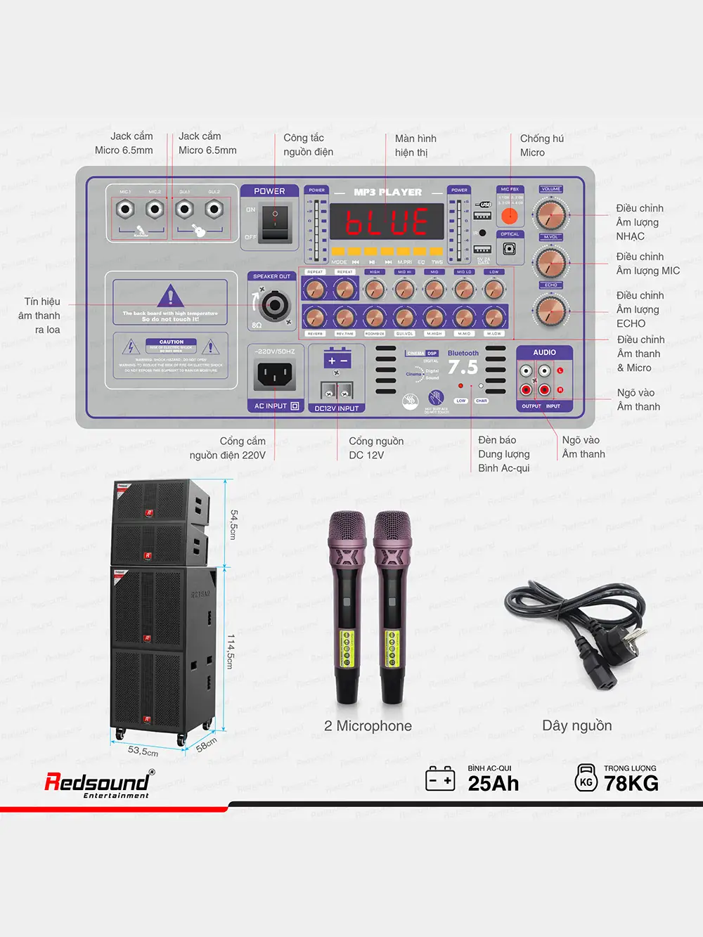 Loa array di động Redsound R218AR | HDSD bo mạch