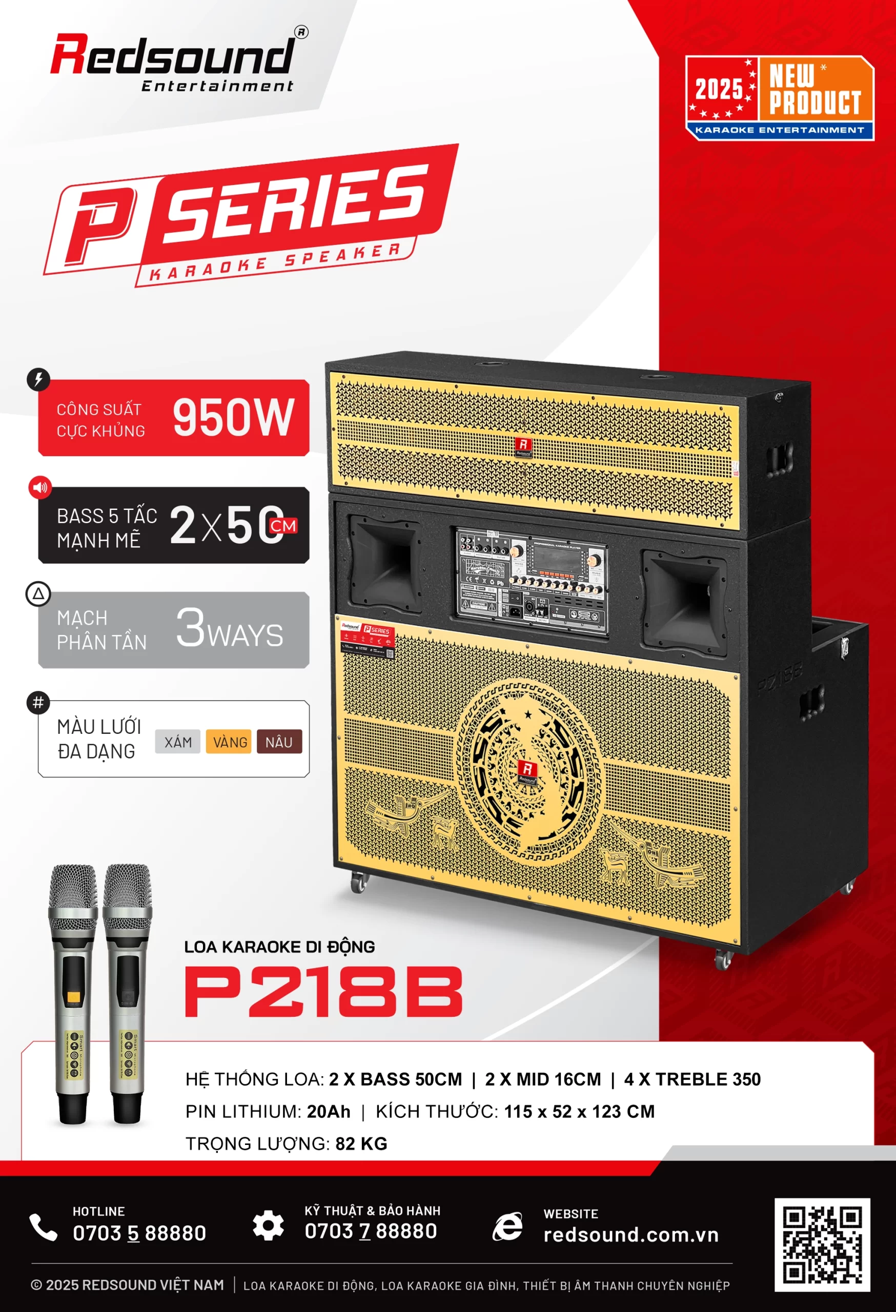 Loa kéo di động Redsound P218B bass 5 tấc đô