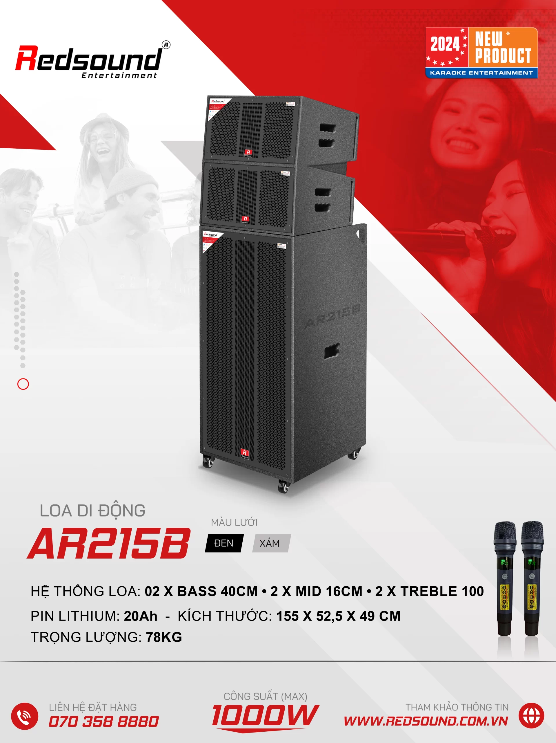 Loa array di động Redsound AR215B 6 Redsound Vietnam Loa array di động Redsound AR215B công suất 1000W