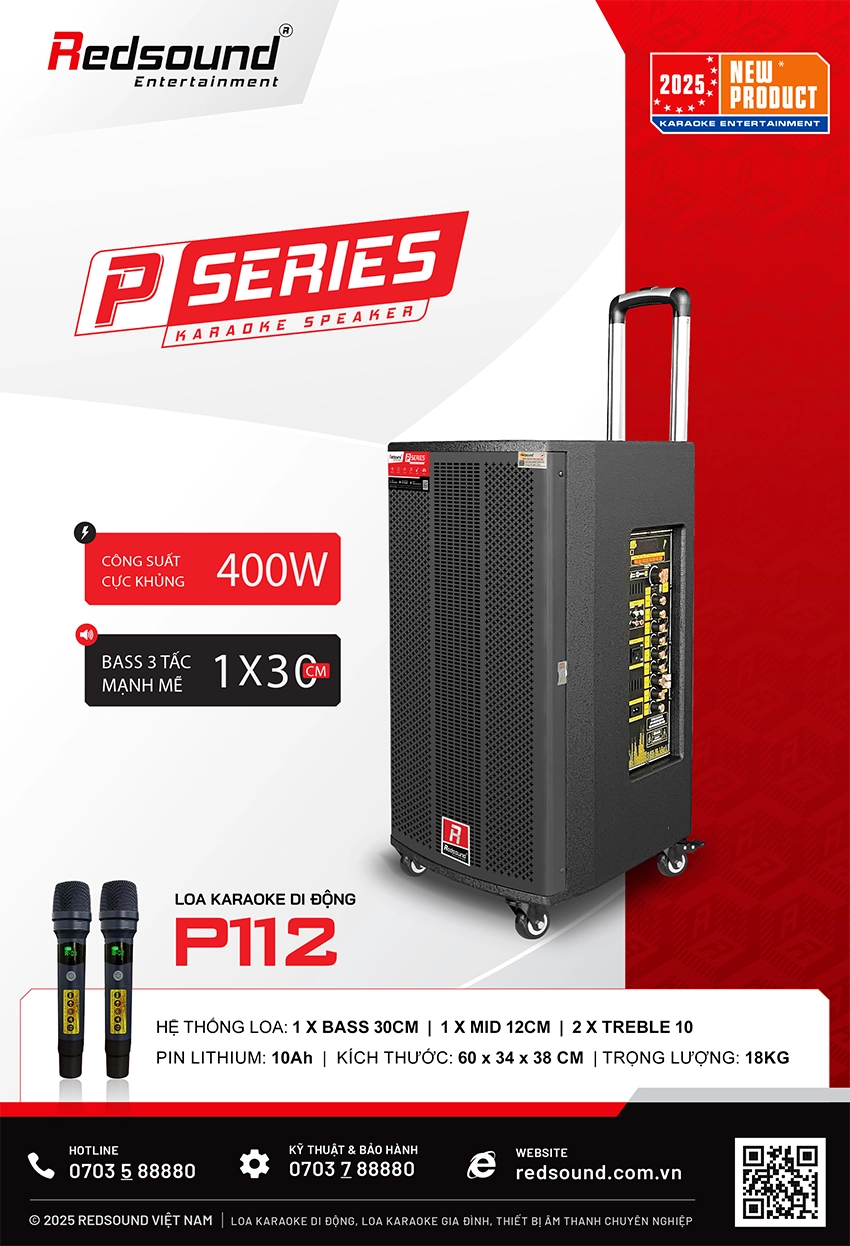 Loa kéo di động Redsound P112 2 Redsound Vietnam Loa Karaoke Di Động Redsound P112 | Công Suất 400W, Bass 30cm